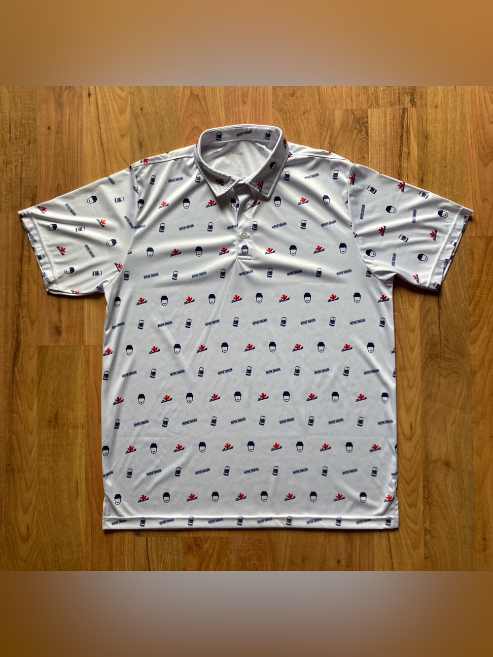 Barstool LaBatt Spittin’ Chiclets All Over Print Mens L White Polo Shirt